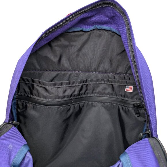 J. Stark Canvas Backpack Purple Brick Red Colorblock Laptop Bag 16" - Picture 7 of 11